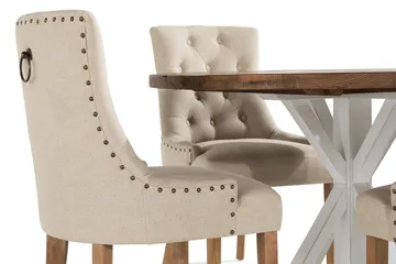 Lyon Matgrupp Rund med 4 st Viktoria Fåtölj - Trä/Vit/Beige - Products - Möbler - Bord & matgrupp - Matgrupp