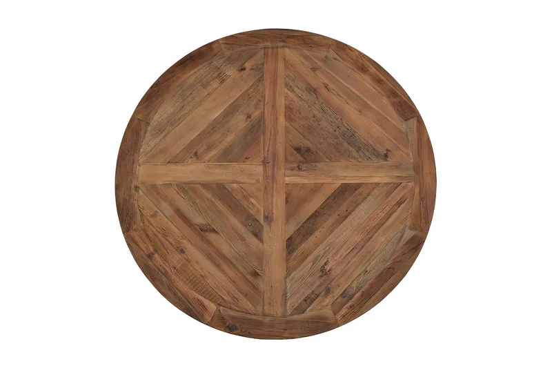 Lyon Rund Matgrupp 150 cm med 6 Tuva Stolar - Brun Vintage Alm / Svart Pu - Products - Möbler - Bord & matgrupp - Matgrupp