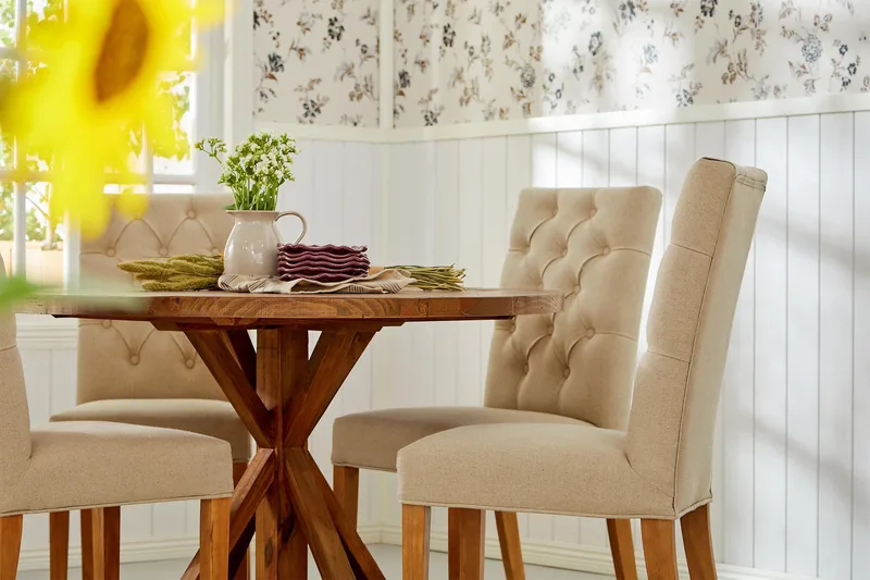 Lyon Runt Litet Matbord Vintage 120 cm - Natur / Trä / Alm - Products - Möbler - Bord & matgrupp - Matbord & köksbord