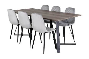 Malvina Matgrupp 180 cm inkl 6 Ypas Stolar - Grå/Svart - Products - Möbler - Bord & matgrupp - Matgrupp