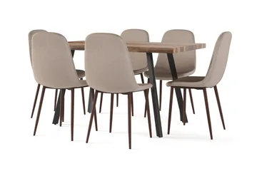 Marcelen Matbord Förlängningsbart med illäggsskiva +  6 st Nibe stol brun med valnöt ben - Brun - Products - Möbler - Bord & matgrupp - Matgrupp