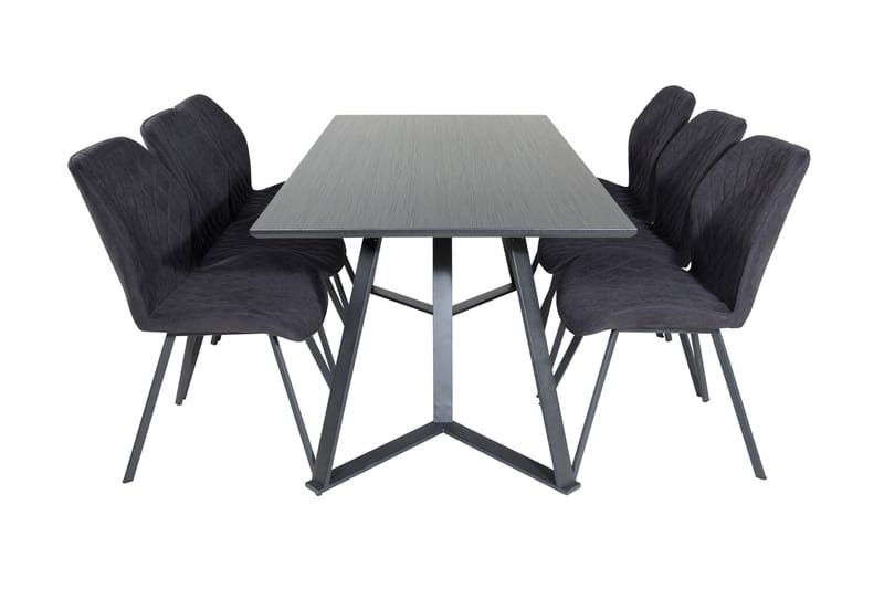 Marina Matgrupp 180 cm Rektangulär med 6 Gemma stolar, Svart
