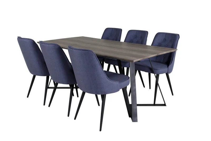 Marina Matgrupp 180 cm Rektangulär med 6 Velvet Deluxe stolar - Svart - Products - Möbler - Bord & matgrupp - Matgrupp