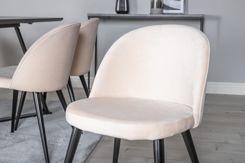 Marina Matgrupp 180 cm Rektangulär med 6 Velvet stolar - Beige - Products - Möbler - Bord & matgrupp - Matgrupp