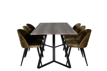 Marina Matgrupp 180 cm Rektangulär med 6 Velvet stolar - Svart - Products - Möbler - Bord & matgrupp - Matgrupp