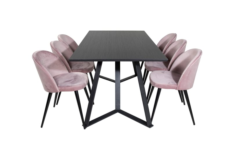Marina Matgrupp 180 cm Rektangulär med 6 Velvet stolar - Svart - Products - Möbler - Bord & matgrupp - Matgrupp