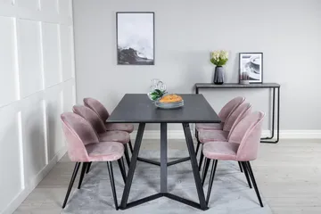 Marina Matgrupp 180 cm Rektangulär med 6 Velvet stolar - Svart - Products - Möbler - Bord & matgrupp - Matgrupp