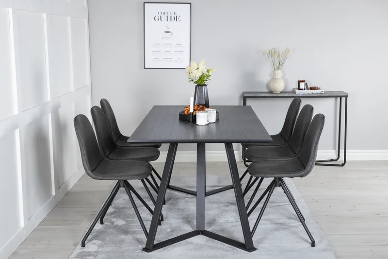 Marina Matgrupp 180 cm Rektangulär med 6 Polar stolar - Svart - Products - Möbler - Bord & matgrupp - Matgrupp