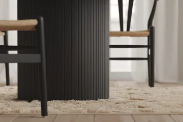 Kopparbo Runt Matbord 130 cm Förlängningsbar med illäggsskiva - Svart Trä / Ribbad - Products - Möbler - Bord & matgrupp - Matbord & köksbord