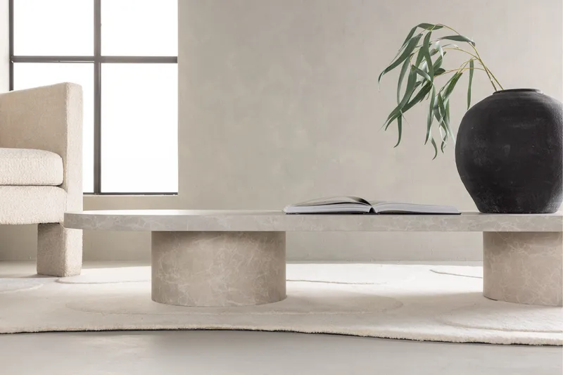 Narvik Travertin Ovalt Soffbord 190x60 cm - Beige / Ljus - Products - Möbler - Bord & matgrupp - Soffbord