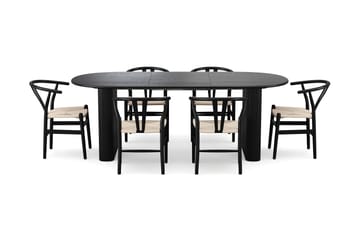 Noira Matgrupp förlängningsbart 160-220 cm Svart med 6 Dastoori Matstolar - Svart - Products - Möbler - Bord & matgrupp - Matgrupp