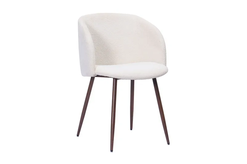 Noira Ovalt Matbord 220 cm med 6 Greya Matstolar med armstöd - Svart / Vit Bouclé / Metallben Valnöt - Products - Möbler - Bord & matgrupp - Matgrupp