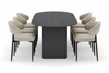 Noira Ovalt Matbord 220 cm med 6 Sawako Stolar - Svart - Products - Möbler - Bord & matgrupp - Matgrupp