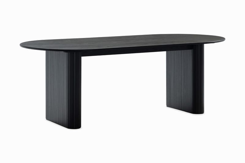 Noira Ovalt Matbord 220 cm Svart +  6 st Nibe stol svart med valnöt ben - Svart - Products - Möbler - Bord & matgrupp - Matgrupp