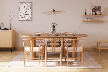 Noira Ovalt Matgrupp 220 cm med 6 Dastoori Matstol - 2220068-6,2098439-1 - Natur - Products - Möbler - Bord & matgrupp - Matgrupp