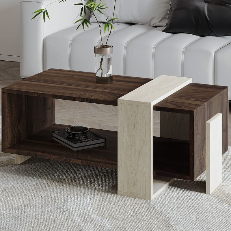 Norell Soffbord 90x40x49 cm - Travertine Walnut - Products - Möbler - Bord & matgrupp - Soffbord