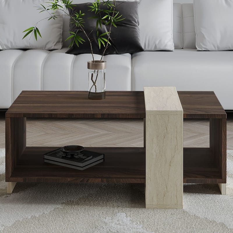 Norell Soffbord 90x40x49 cm - Travertine Walnut - Products - Möbler - Bord & matgrupp - Soffbord