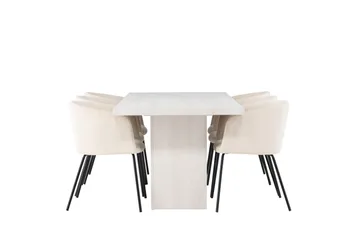 Olga Matgrupp 200 cm Rektangulär med 6 Berit Stolar - Beige - Products - Möbler - Bord & matgrupp - Matgrupp