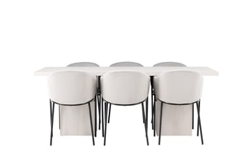 Olga Matgrupp 200 cm Rektangulär med 6 Evelina Stolar - Vit - Products - Möbler - Bord & matgrupp - Matgrupp