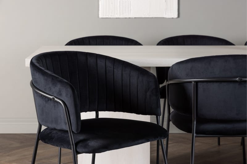 Olga Matgrupp 200 cm Rektangulär med 6 Selma Stolar - Svart - Products - Möbler - Bord & matgrupp - Matgrupp