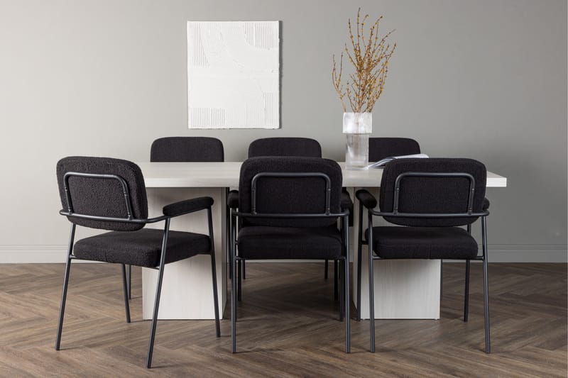 Olga Matgrupp 200 cm Rektangulär med 6 Yesterday Stolar - Svart - Products - Möbler - Bord & matgrupp - Matgrupp