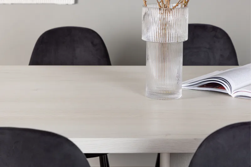 Olga Matgrupp 200 cm Rektangulär med 6 Polar Stolar - Svart - Products - Möbler - Bord & matgrupp - Matgrupp