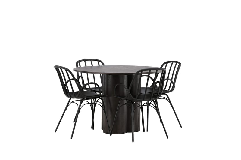 Olivia Matgrupp 110 cm Rund med 4 Dyrön stolar - Svart - Products - Möbler - Bord & matgrupp - Matgrupp