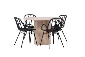 Olivia Matgrupp 110 cm Rund med 4 Dyrön stolar - Whitewash - Products - Möbler - Bord & matgrupp - Matgrupp
