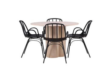 Olivia Matgrupp 110 cm Rund med 4 Dyrön stolar - Whitewash - Products - Möbler - Bord & matgrupp - Matgrupp