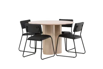 Olivia Matgrupp 110 cm Rund med 4 Kenth Stolar - Svart - Products - Möbler - Bord & matgrupp - Matgrupp