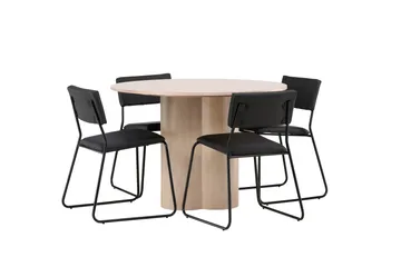 Olivia Matgrupp 110 cm Rund med 4 Kenth Stolar - Svart - Products - Möbler - Bord & matgrupp - Matgrupp
