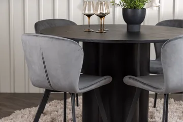 Olivia Matgrupp 110 cm Rund med 4 Lilja Stolar - Svart - Products - Möbler - Bord & matgrupp - Matgrupp