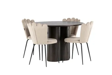 Olivia Matgrupp 110 cm Rund med 4 Limhamn stolar - Beige - Products - Möbler - Bord & matgrupp - Matgrupp