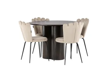Olivia Matgrupp 110 cm Rund med 4 Limhamn stolar - Beige - Products - Möbler - Bord & matgrupp - Matgrupp