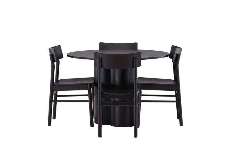 Olivia Matgrupp 110 cm Rund med 4 Montros Stolar - Svart - Products - Möbler - Bord & matgrupp - Matgrupp