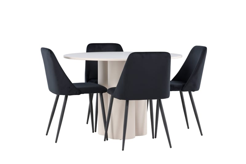 Olivia Matgrupp 110 cm Rund med 4 Night stolar - Beige/Svart - Products - Möbler - Bord & matgrupp - Matgrupp