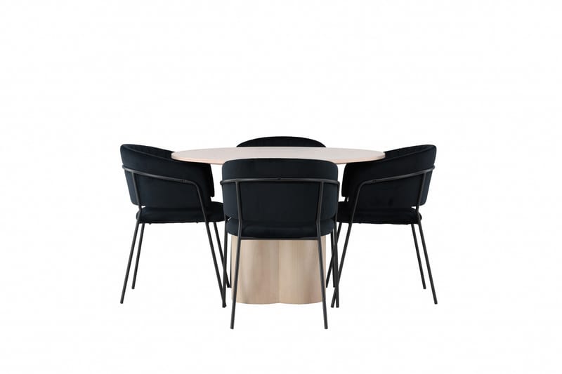 Olivia Matgrupp 110 cm Rund med 4 Selma Stolar, Svart