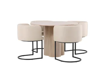 Olivia Matgrupp 110 cm Rund med 4 Simrishamn stolar - Whitewash - Products - Möbler - Bord & matgrupp - Matgrupp