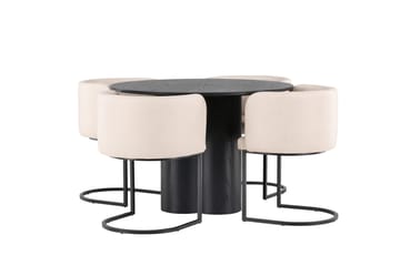 Olivia Matgrupp 110 cm Rund med 4 Simrishman Stolar - Beige - Products - Möbler - Bord & matgrupp - Matgrupp