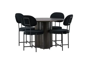 Olivia Matgrupp 110 cm Rund med 4 Stella stolar - Svart - Products - Möbler - Bord & matgrupp - Matgrupp