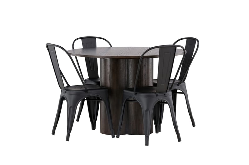 Olivia Matgrupp 110 cm Rund med 4 Tempe Stolar - Svart - Products - Möbler - Bord & matgrupp - Matgrupp