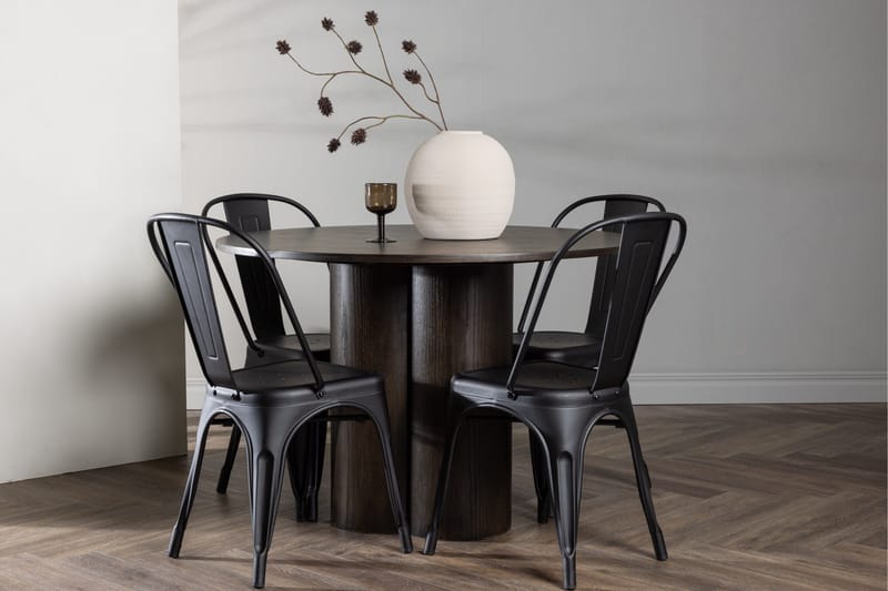 Olivia Matgrupp 110 cm Rund med 4 Tempe Stolar - Svart - Products - Möbler - Bord & matgrupp - Matgrupp