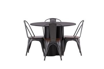 Olivia Matgrupp 110 cm Rund med 4 Tempe Stolar - Svart - Products - Möbler - Bord & matgrupp - Matgrupp
