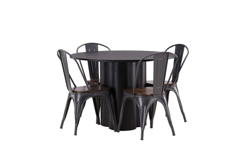 Olivia Matgrupp 110 cm Rund med 4 Tempe Stolar - Svart - Products - Möbler - Bord & matgrupp - Matgrupp