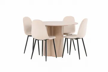 Olivia Matgrupp 110 cm Rund med 4 Polar stolar - Whitewash - Products - Möbler - Bord & matgrupp - Matgrupp