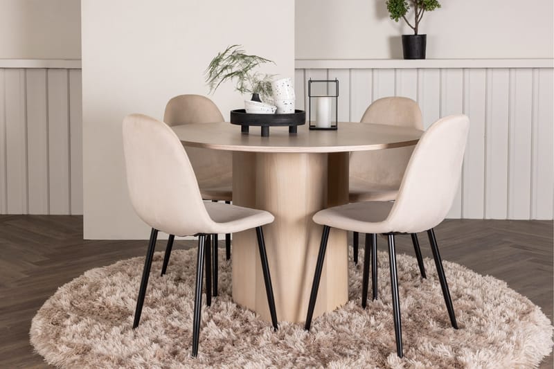 Olivia Matgrupp 110 cm Rund med 4 Polar stolar - Whitewash - Products - Möbler - Bord & matgrupp - Matgrupp