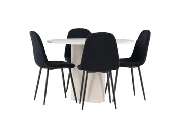 Olivia Matgrupp 110 cm Rund med 4 Polar stolar - Beige/Svart - Products - Möbler - Bord & matgrupp - Matgrupp