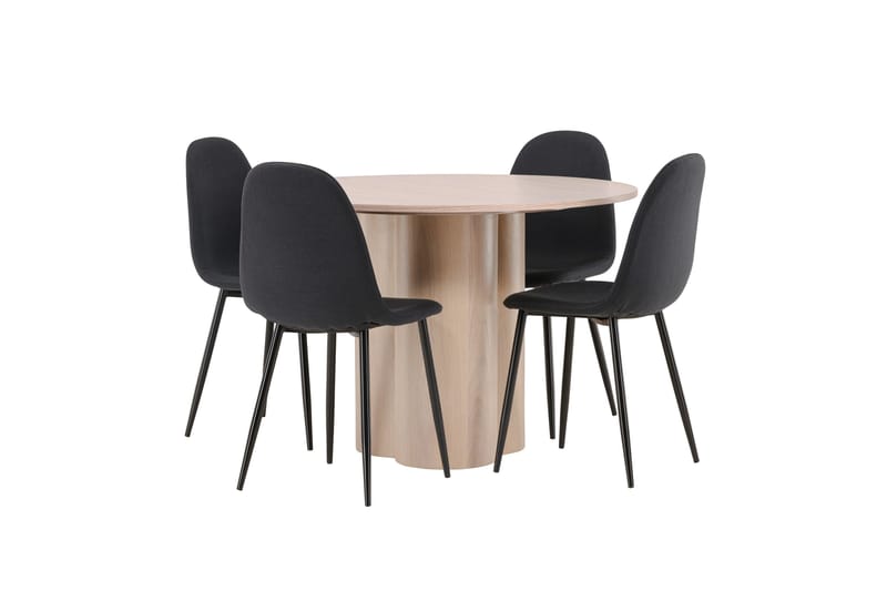 Olivia Matgrupp 110 cm Rund med 4 Polar stolar - Whitewash - Products - Möbler - Bord & matgrupp - Matgrupp