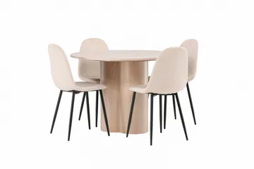 Olivia Matgrupp 110 cm Rund med 4 Polar stolar - Whitewash - Products - Möbler - Bord & matgrupp - Matgrupp