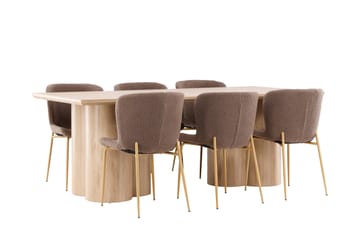 Olivia Matgrupp 210 cm Rektangulär med 6 Modesto stolar - Whitewash/Brun - Products - Möbler - Bord & matgrupp - Matgrupp